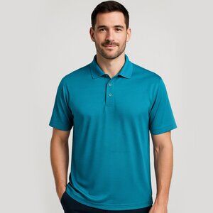 SEASUN Men's Teal Textured Performance Polo Shirt – Men’s XL